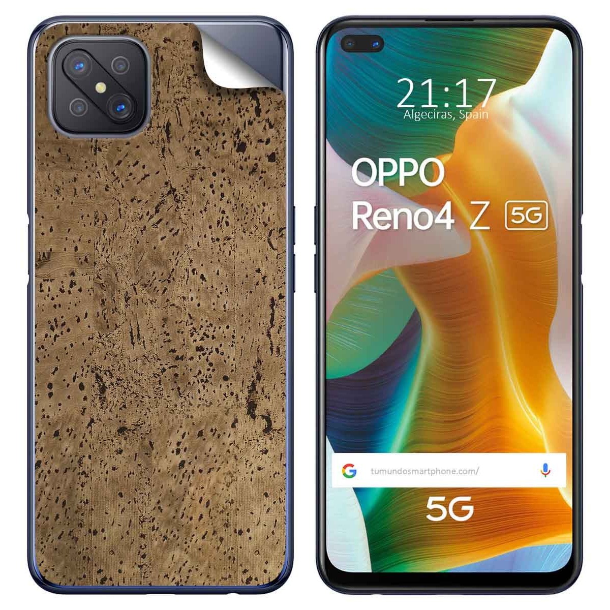 Pegatina Vinilo Autoadhesiva Textura Corcho para Oppo Reno 4Z 5G