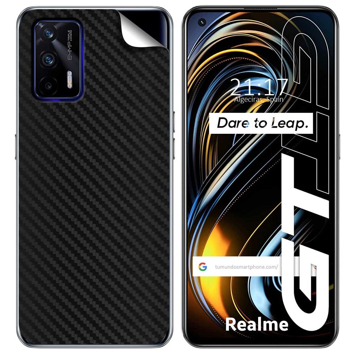 Pegatina Vinilo Autoadhesiva Textura Carbono para Realme GT 5G