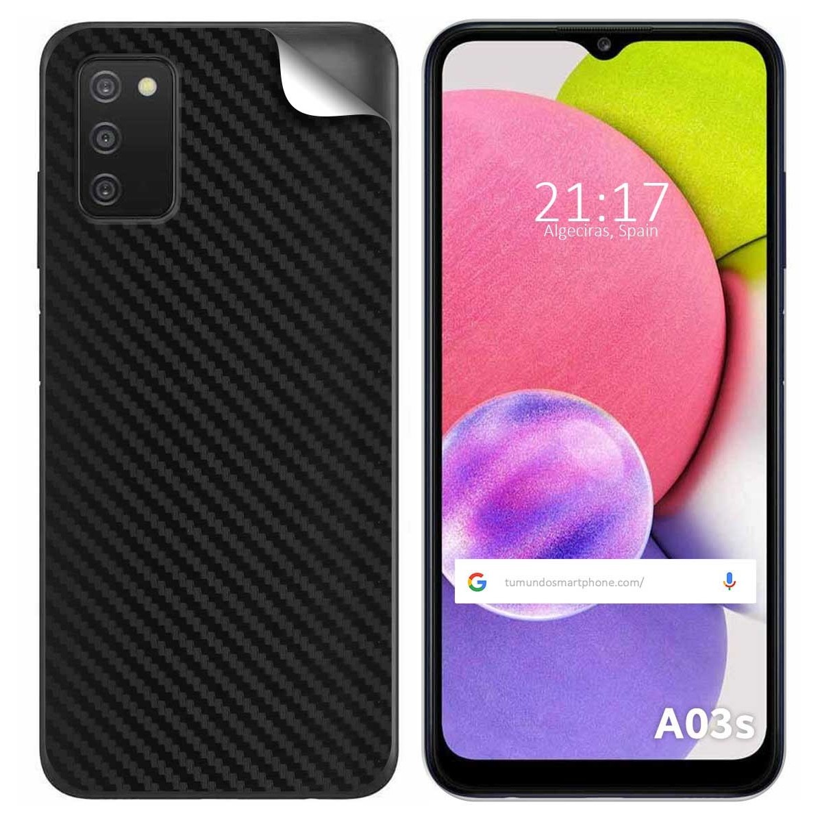 Pegatina Vinilo Autoadhesiva Textura Carbono para Samsung Galaxy A03s