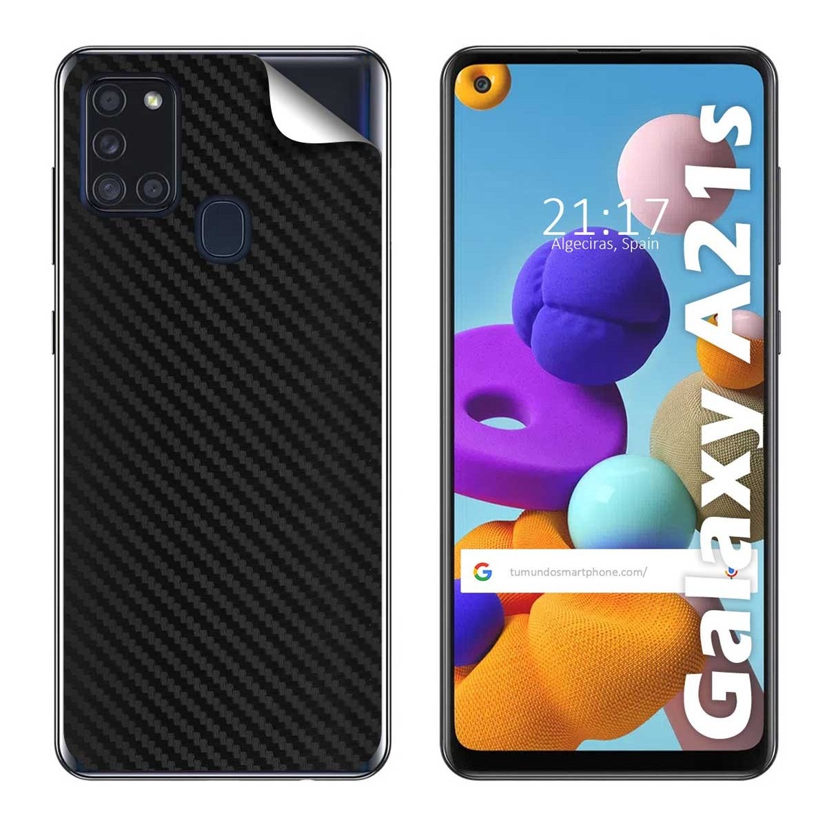 Pegatina Vinilo Autoadhesiva Textura Carbono para Samsung Galaxy A21s