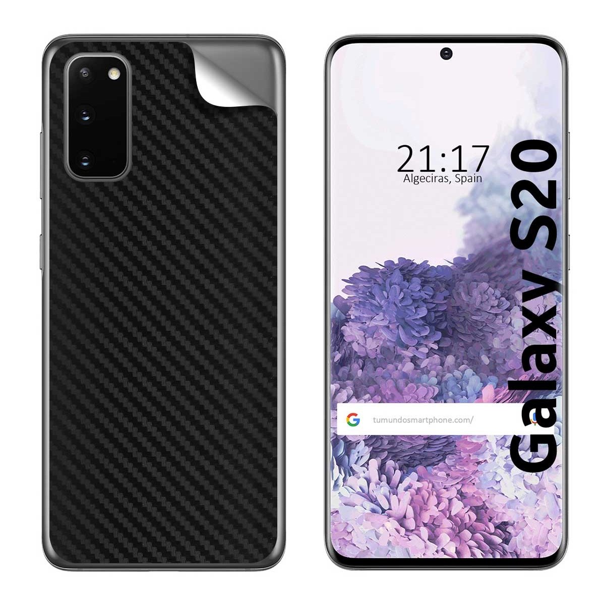 Pegatina Vinilo Autoadhesiva Textura Carbono para Samsung Galaxy S20