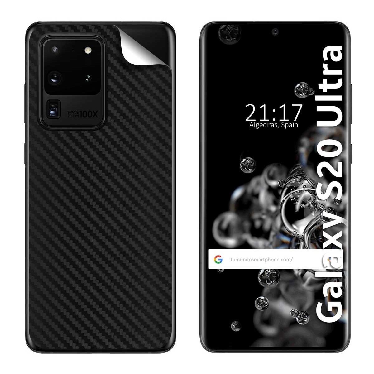 Pegatina Vinilo Autoadhesiva Textura Carbono para Samsung Galaxy S20 Ultra