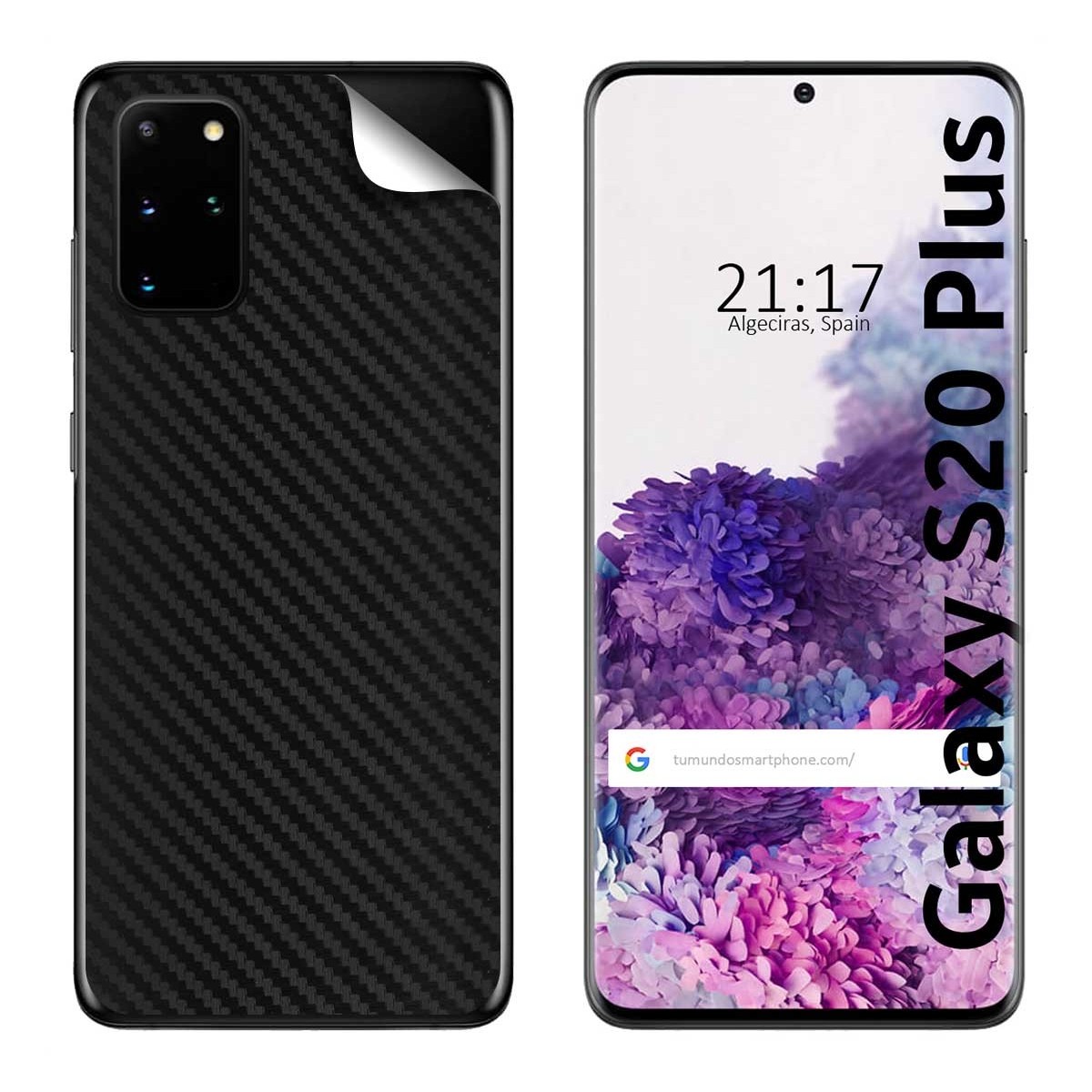Pegatina Vinilo Autoadhesiva Textura Carbono para Samsung Galaxy S20+ Plus