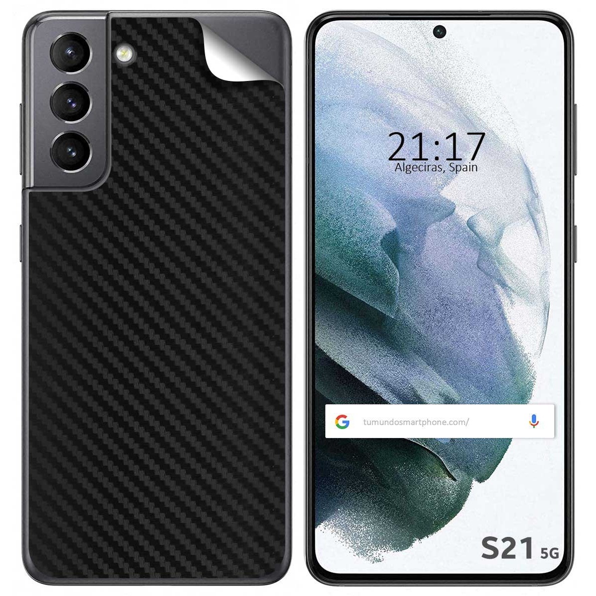 Pegatina Vinilo Autoadhesiva Textura Carbono para Samsung Galaxy S21 5G