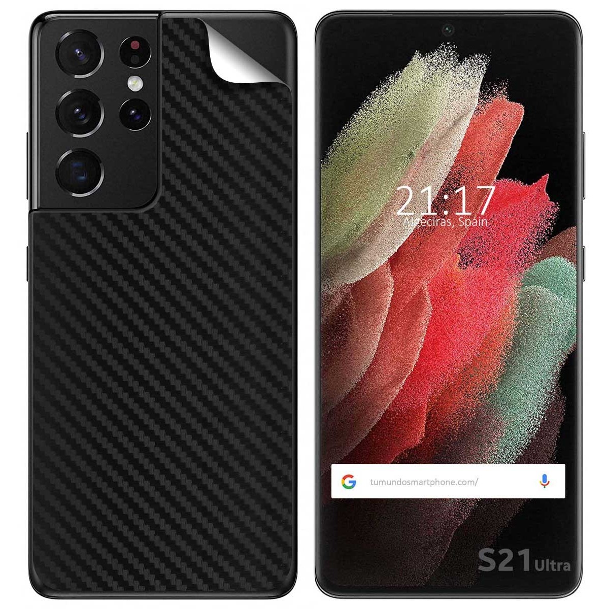 Pegatina Vinilo Autoadhesiva Textura Carbono para Samsung Galaxy S21 Ultra 5G