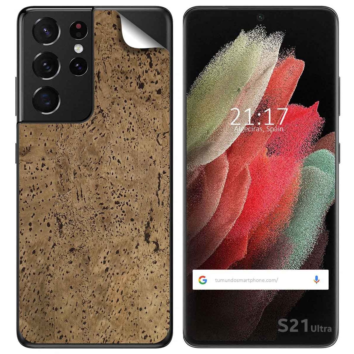 Pegatina Vinilo Autoadhesiva Textura Corcho para Samsung Galaxy S21 Ultra 5G