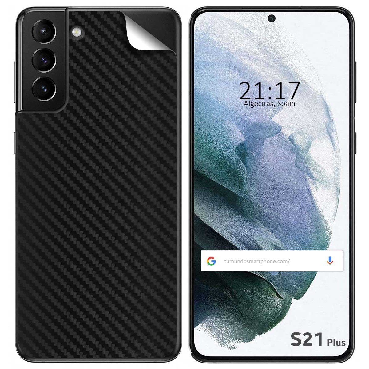 Pegatina Vinilo Autoadhesiva Textura Carbono para Samsung Galaxy S21+ Plus 5G