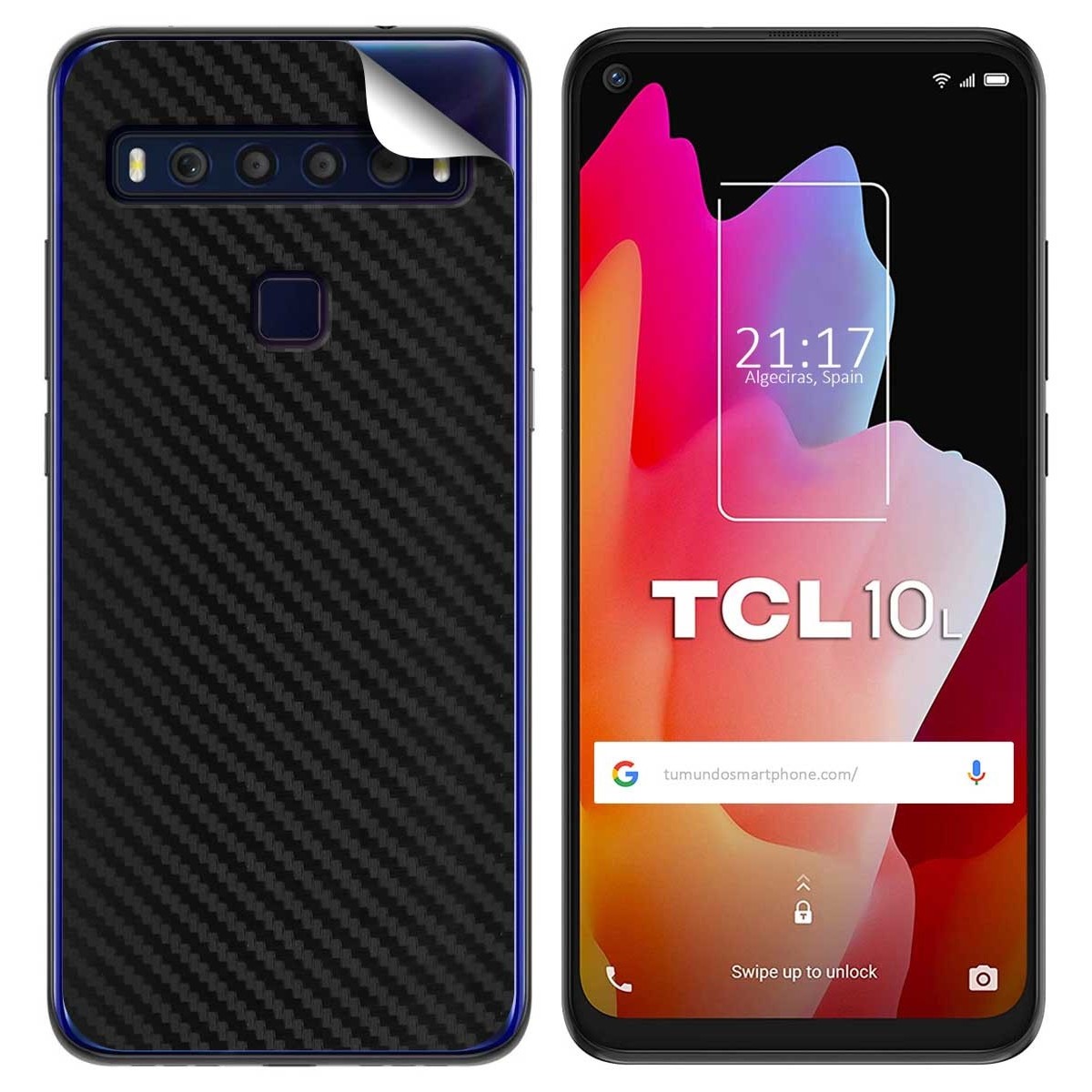 Pegatina Vinilo Autoadhesiva Textura Carbono para TCL 10L