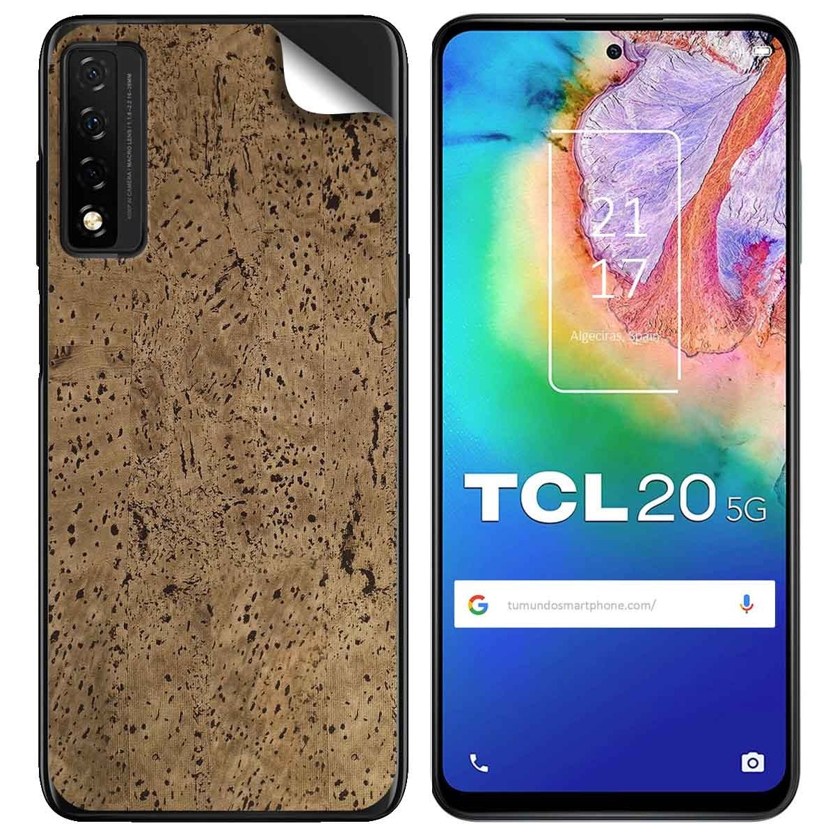 Pegatina Vinilo Autoadhesiva Textura Corcho para TCL 20 5G