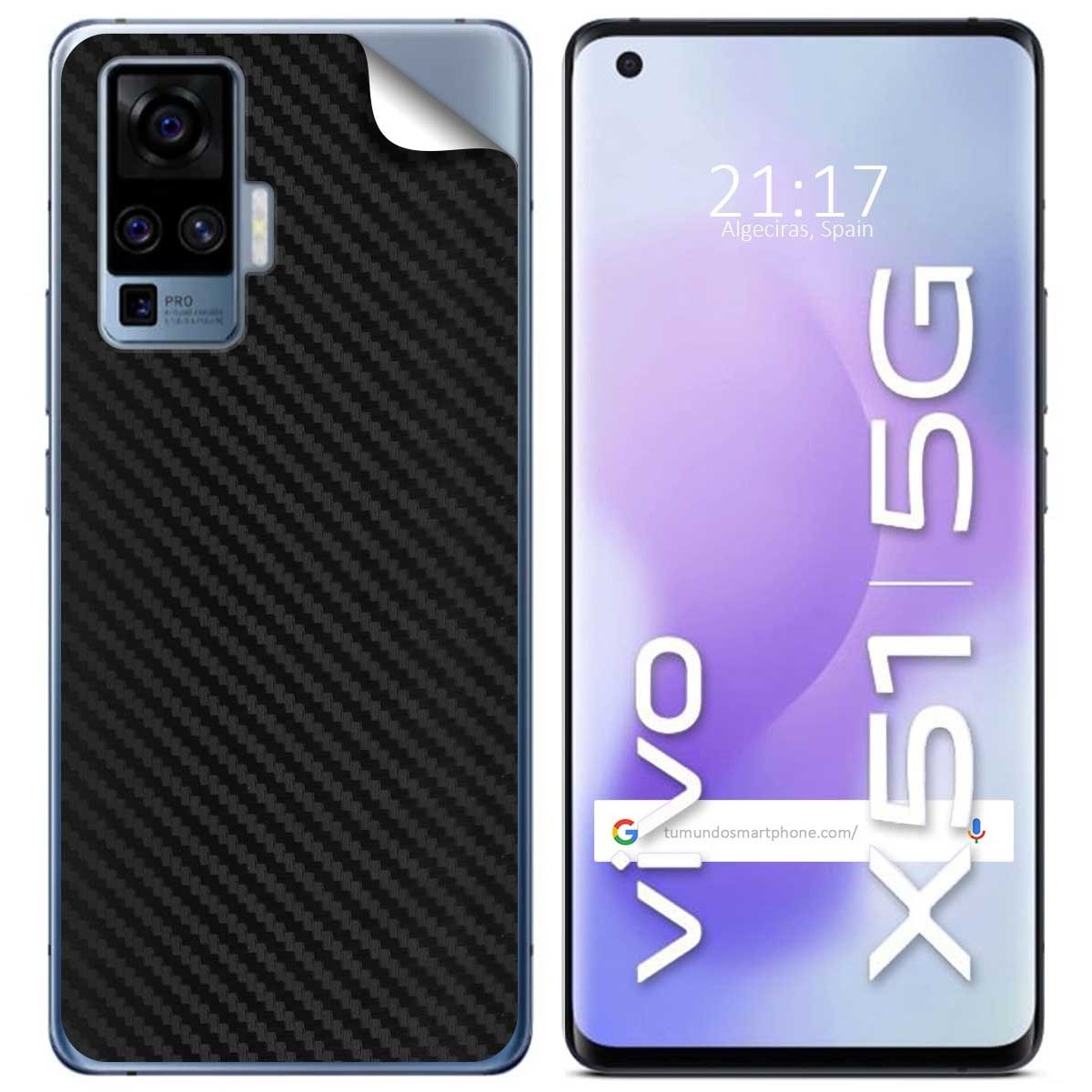 Pegatina Vinilo Autoadhesiva Textura Carbono para Vivo X51 5G