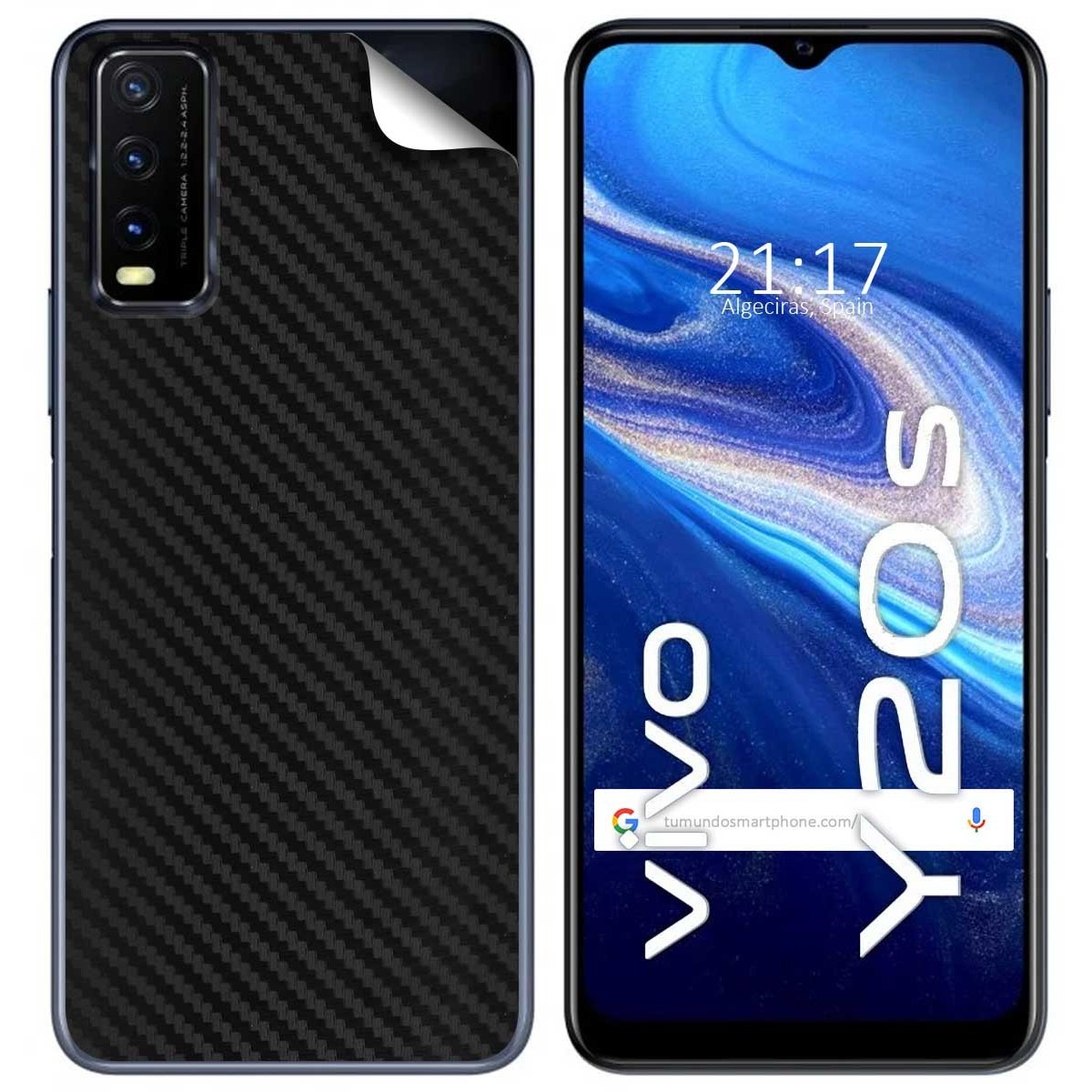 Pegatina Vinilo Autoadhesiva Textura Carbono para Vivo Y20s / Y11s
