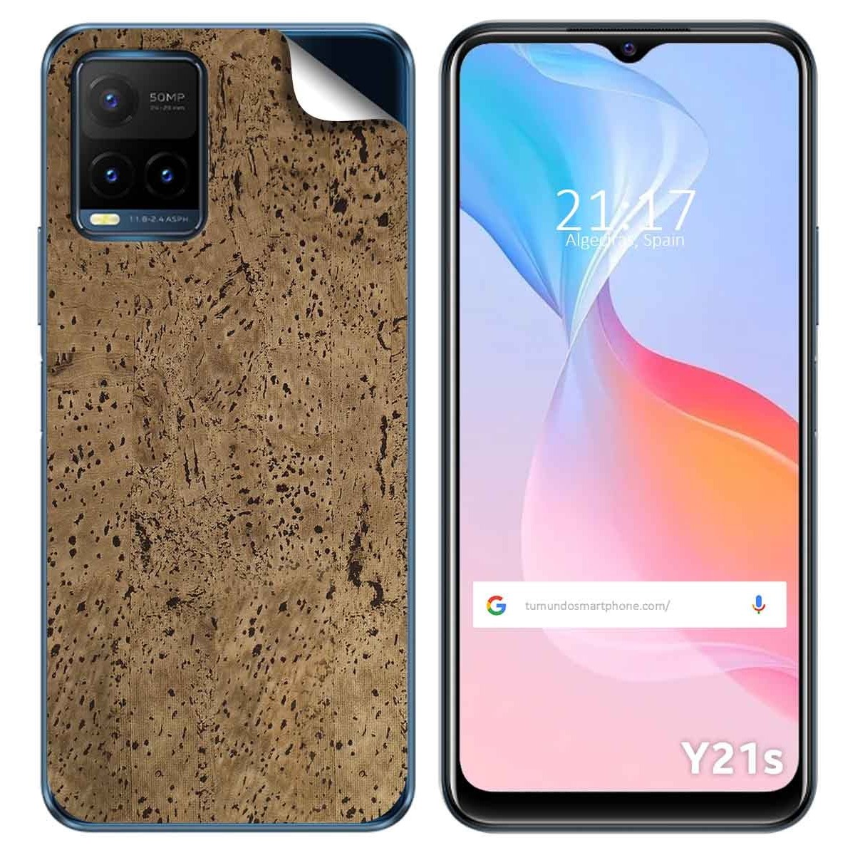Pegatina Vinilo Autoadhesiva Textura Corcho para Vivo Y21 / Y21s / Y33s