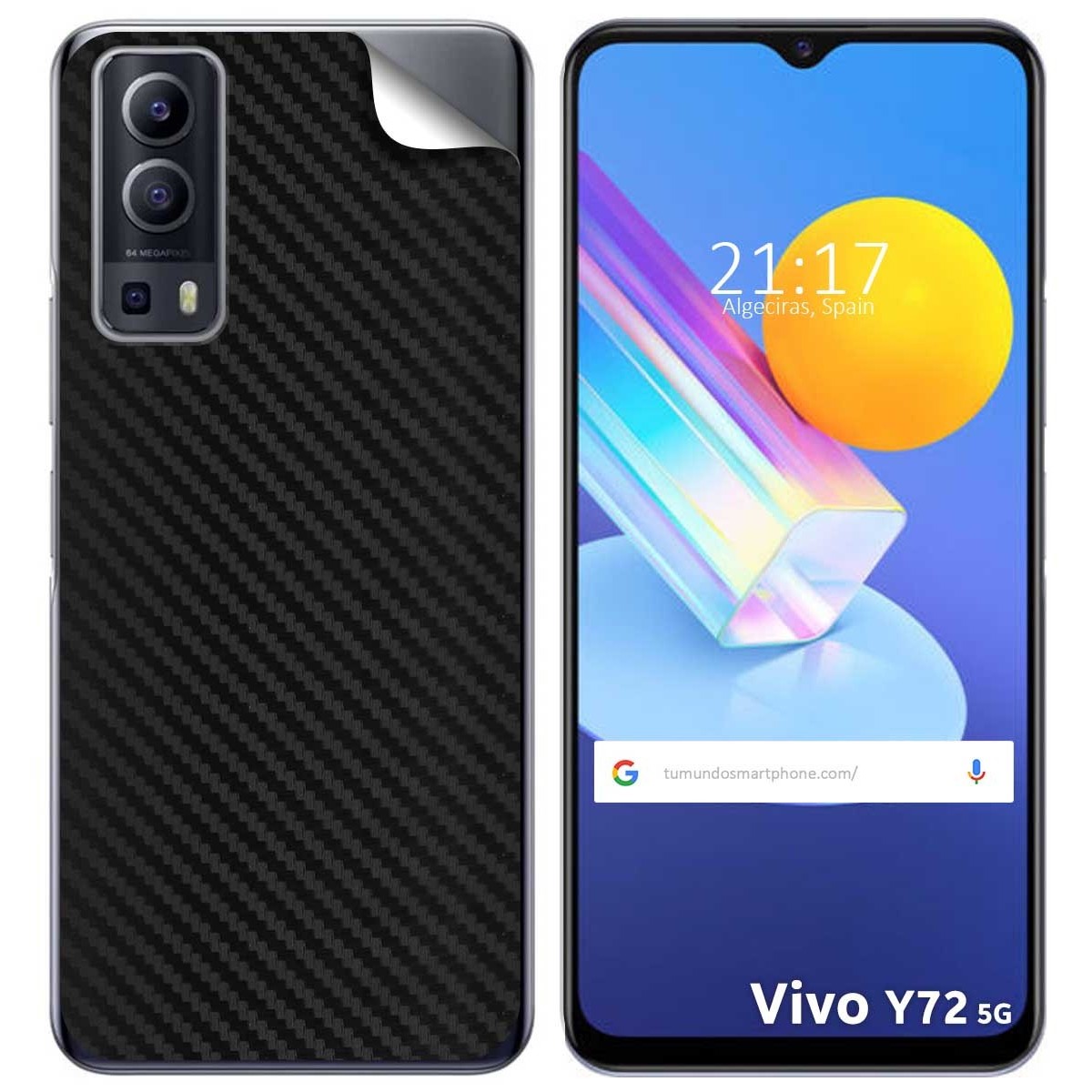 Pegatina Vinilo Autoadhesiva Textura Carbono para Vivo Y52 5G / Y72 5G