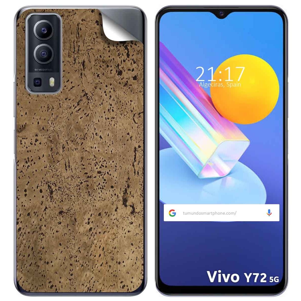 Pegatina Vinilo Autoadhesiva Textura Corcho para Vivo Y52 5G / Y72 5G