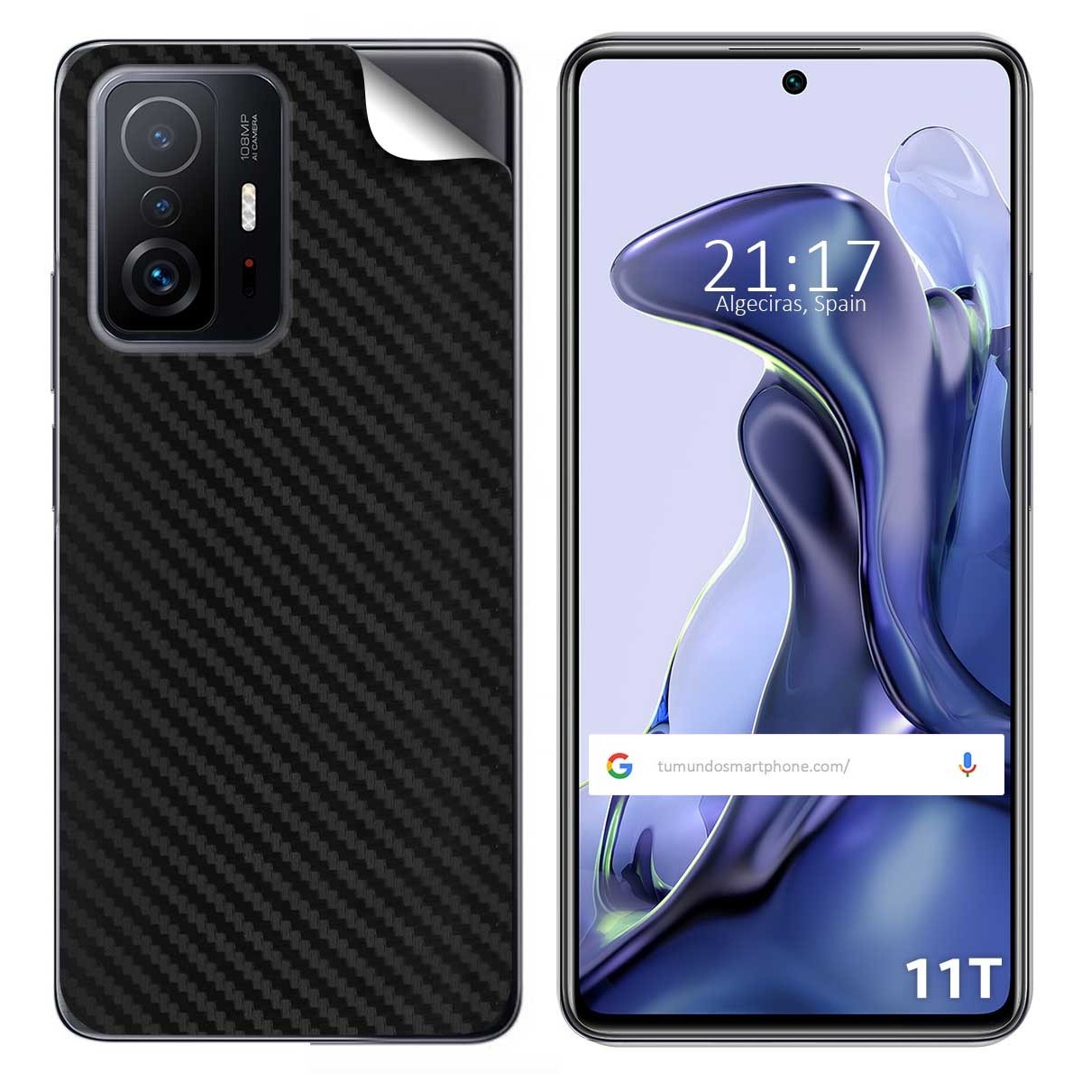 Pegatina Vinilo Autoadhesiva Textura Carbono para Xiaomi 11T 5G / 11T Pro 5G