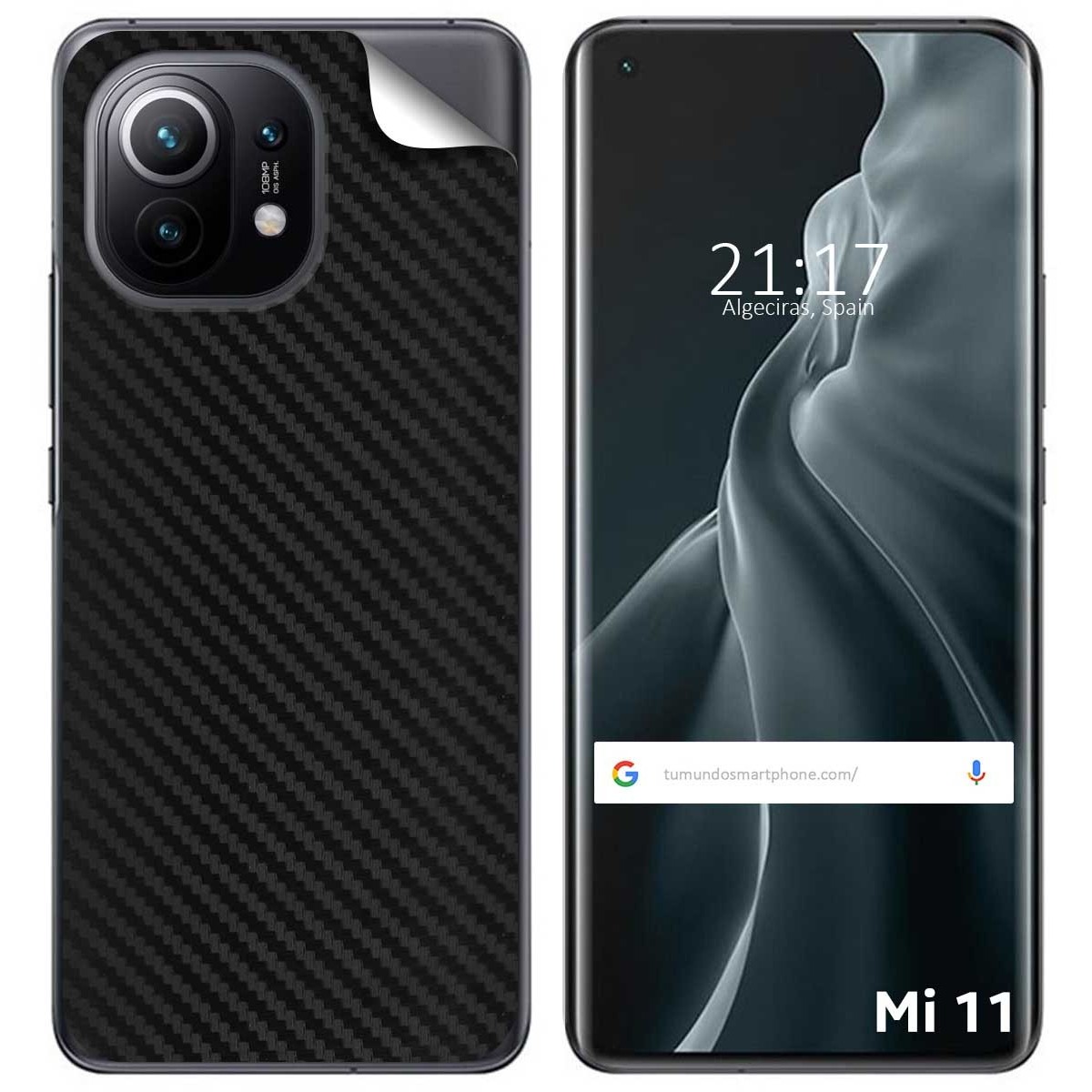 Pegatina Vinilo Autoadhesiva Textura Carbono para Xiaomi Mi 11 5G