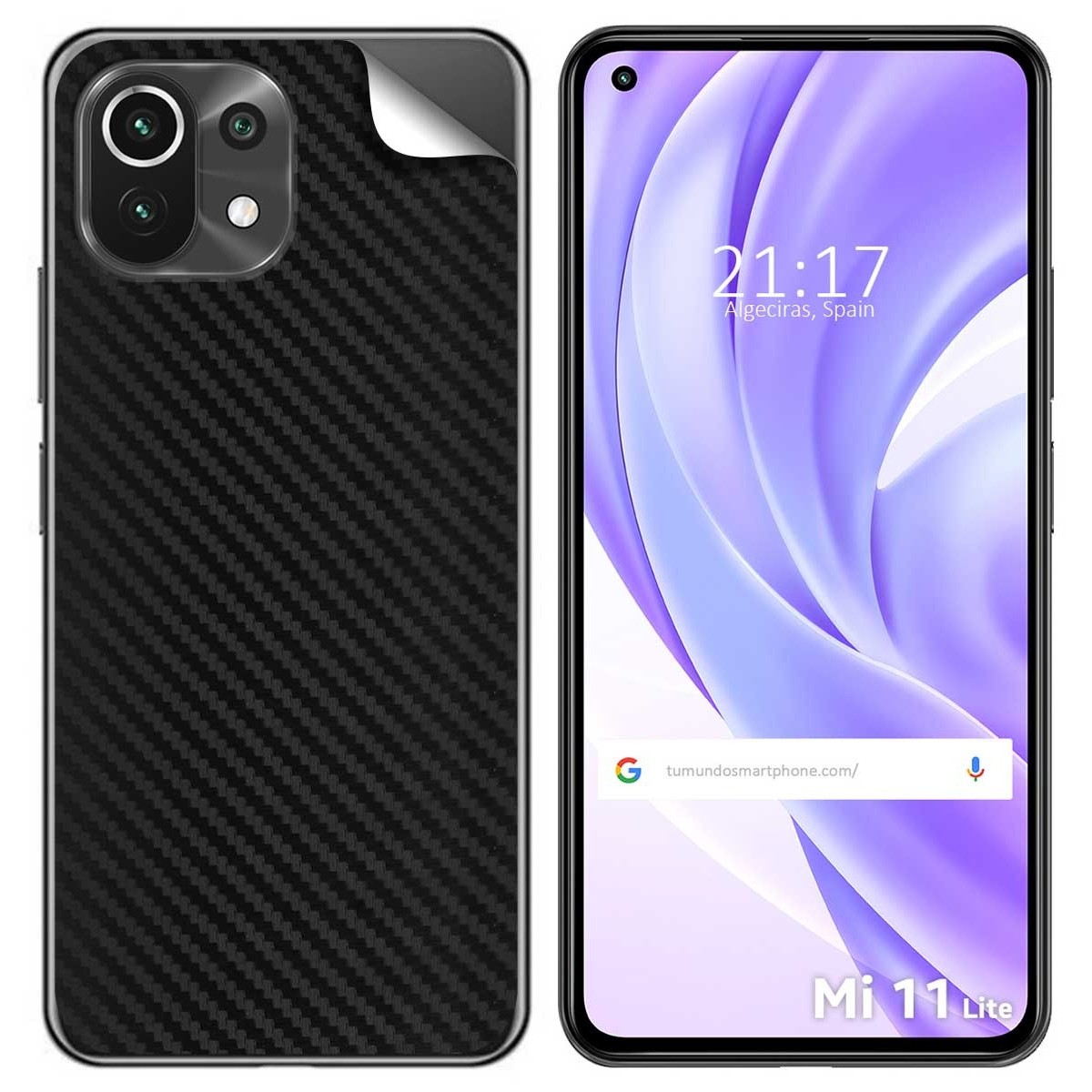 Pegatina Vinilo Autoadhesiva Textura Carbono para Xiaomi Mi 11 Lite 4G / 5G / 5G NE
