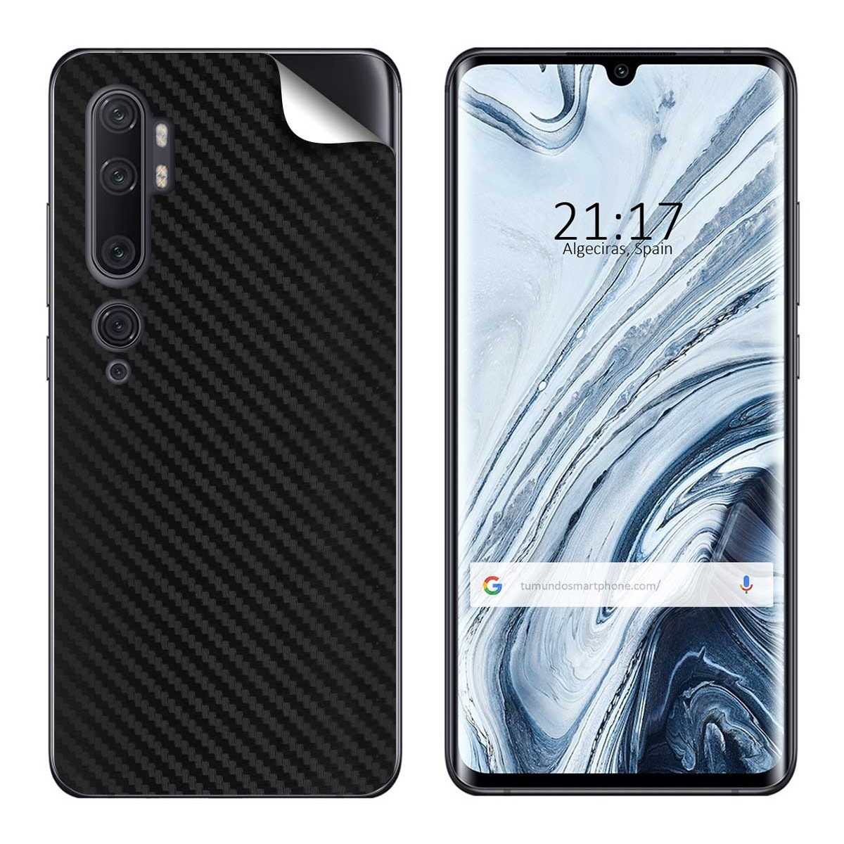 Pegatina Vinilo Autoadhesiva Textura Carbono para Xiaomi Mi Note 10