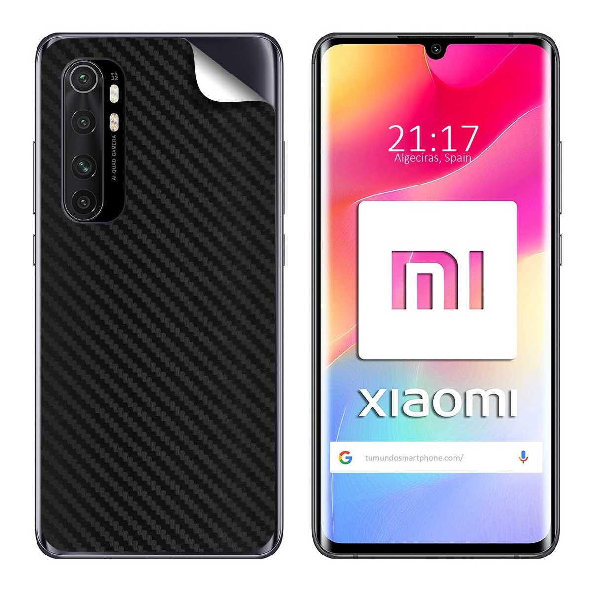 Pegatina Vinilo Autoadhesiva Textura Carbono para Xiaomi Mi Note 10 Lite