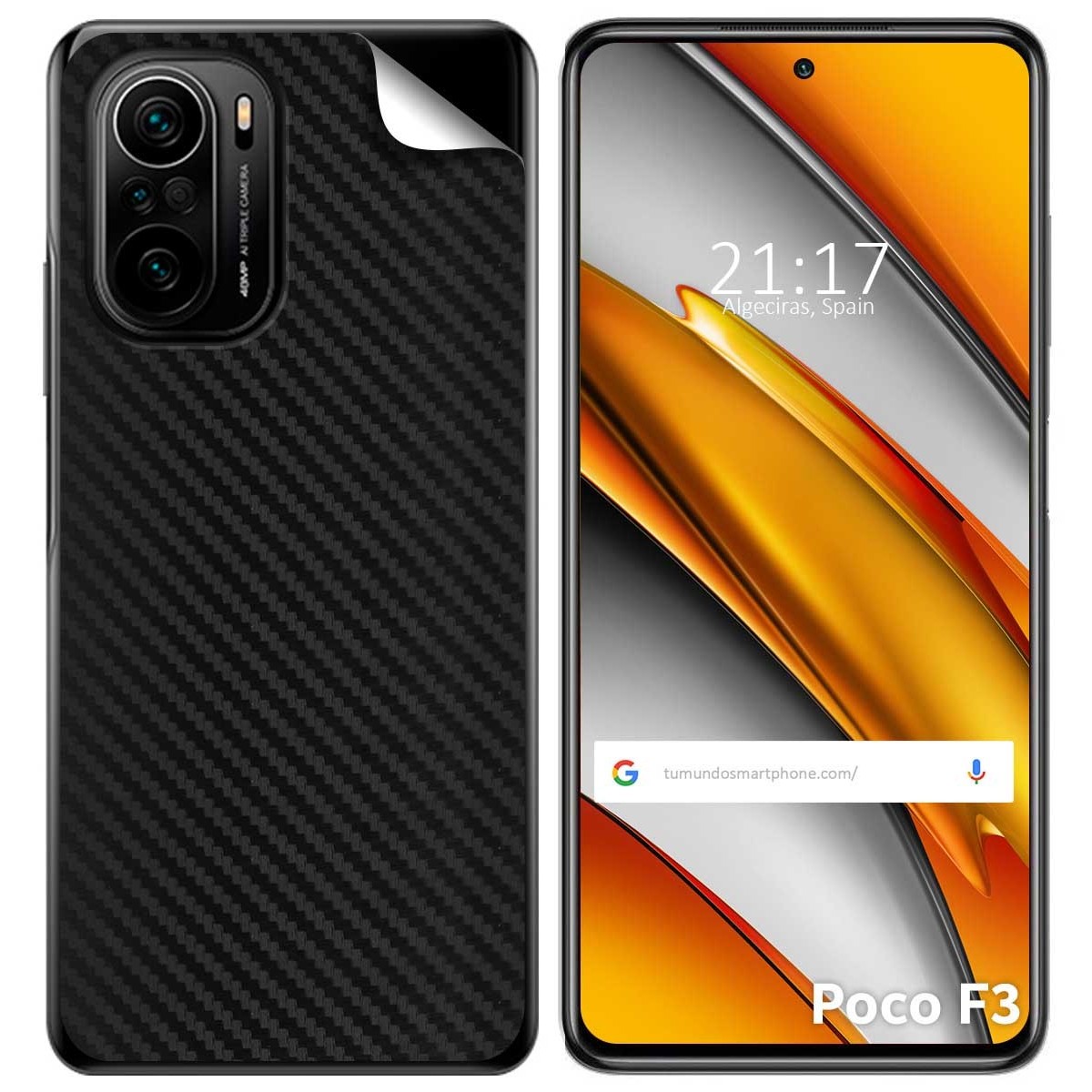 Pegatina Vinilo Autoadhesiva Textura Carbono para Xiaomi POCO F3 5G / Mi 11i 5G