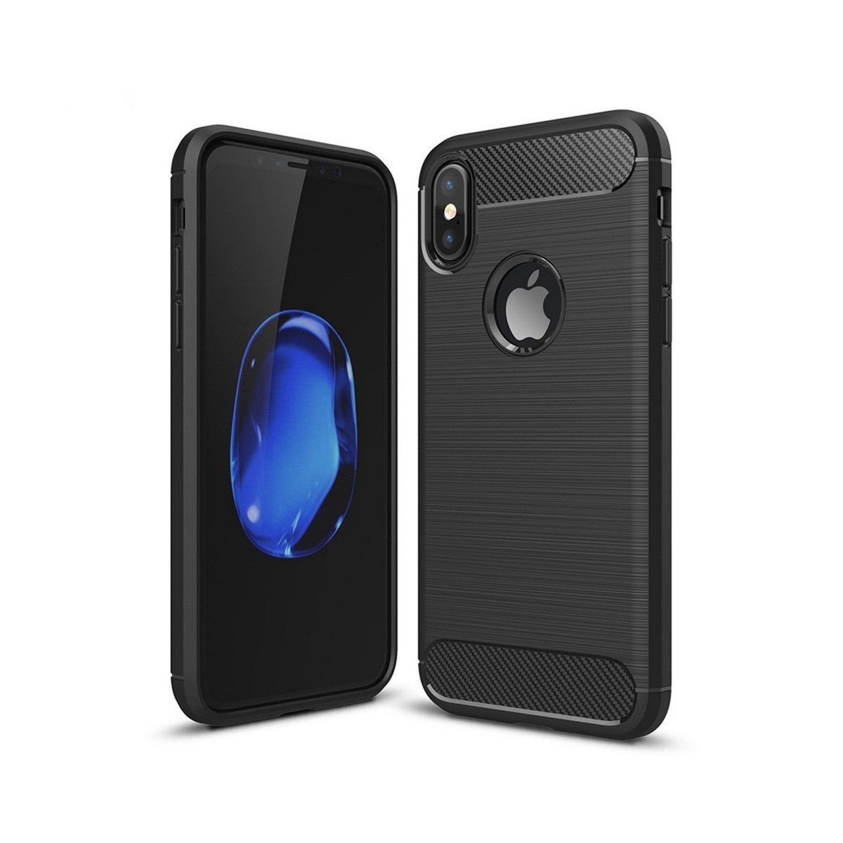 Funda Gel Tpu Tipo Carbon Negra para Iphone X / Xs