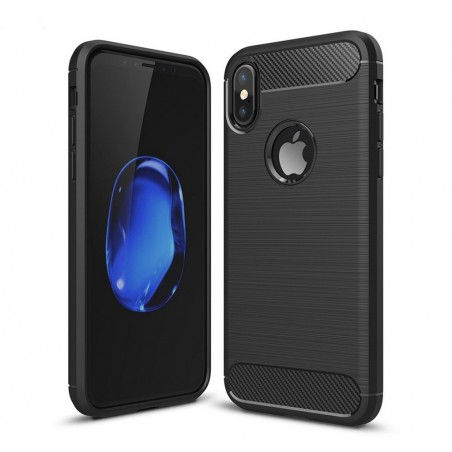 Funda Gel Tpu Tipo Carbon Negra para Iphone X / Xs