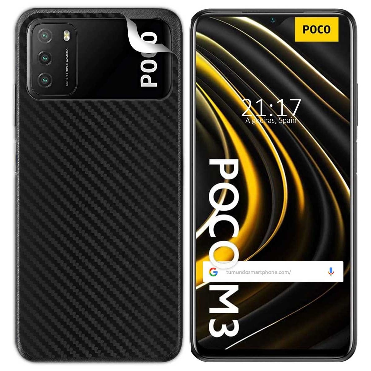 Pegatina Vinilo Autoadhesiva Textura Carbono para Xiaomi POCO M3 / Redmi 9T