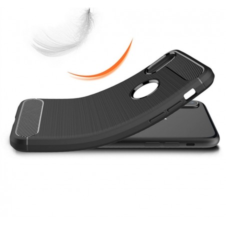 Funda Gel Tpu Tipo Carbon Negra para Iphone X / Xs