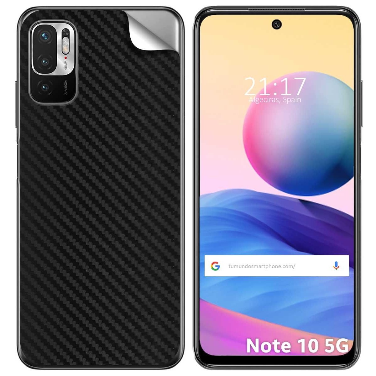 Pegatina Vinilo Autoadhesiva Textura Carbono para Xiaomi Redmi Note 10 5G / POCO M3 PRO 5G