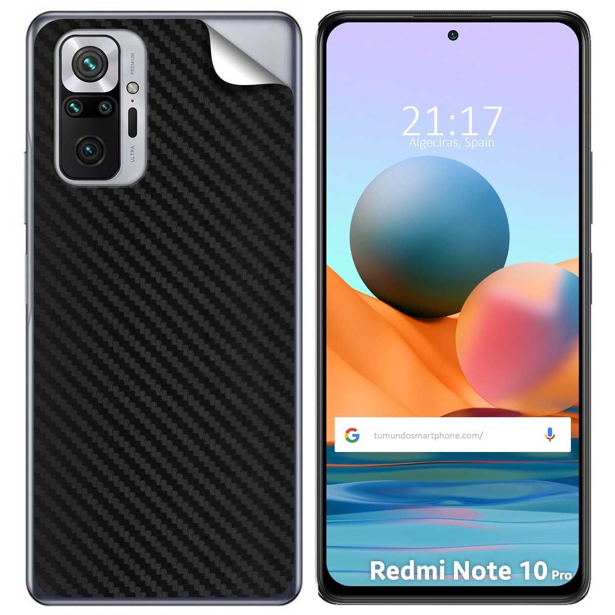 Pegatina Vinilo Autoadhesiva Textura Carbono para Xiaomi Redmi Note 10 Pro