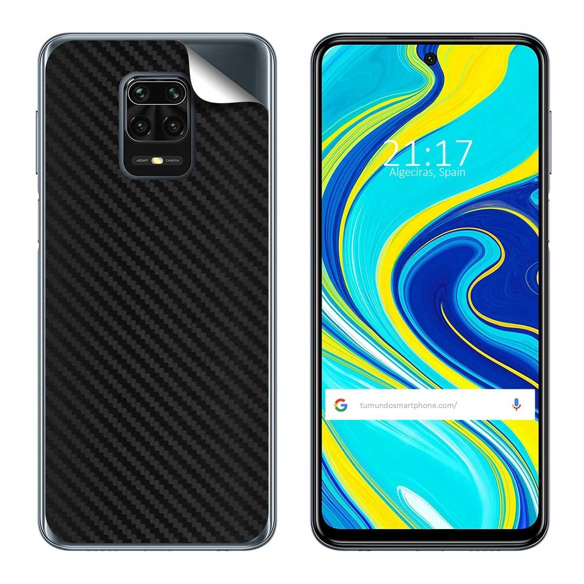 Pegatina Vinilo Autoadhesiva Textura Carbono para Xiaomi Redmi Note 9S / Note 9 Pro