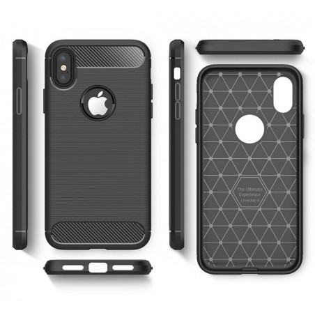 Funda Gel Tpu Tipo Carbon Negra para Iphone X / Xs