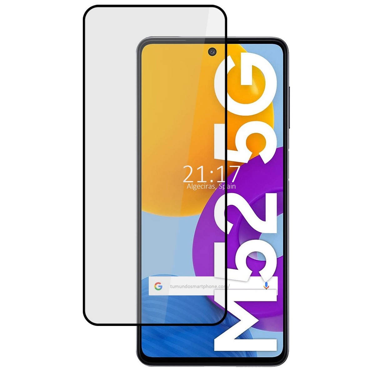 Protector Cristal Templado Completo 5D Full Glue Negro para Samsung Galaxy M52 5G Vidrio