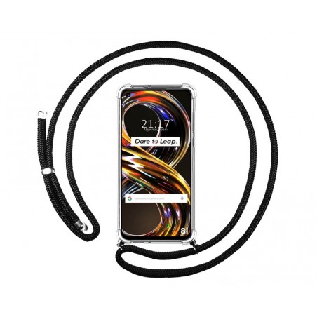 Funda Colgante Transparente para Realme 8i con Cordon Negro