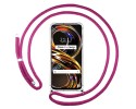 Funda Colgante Transparente para Realme 8i con Cordon Rosa Fucsia
