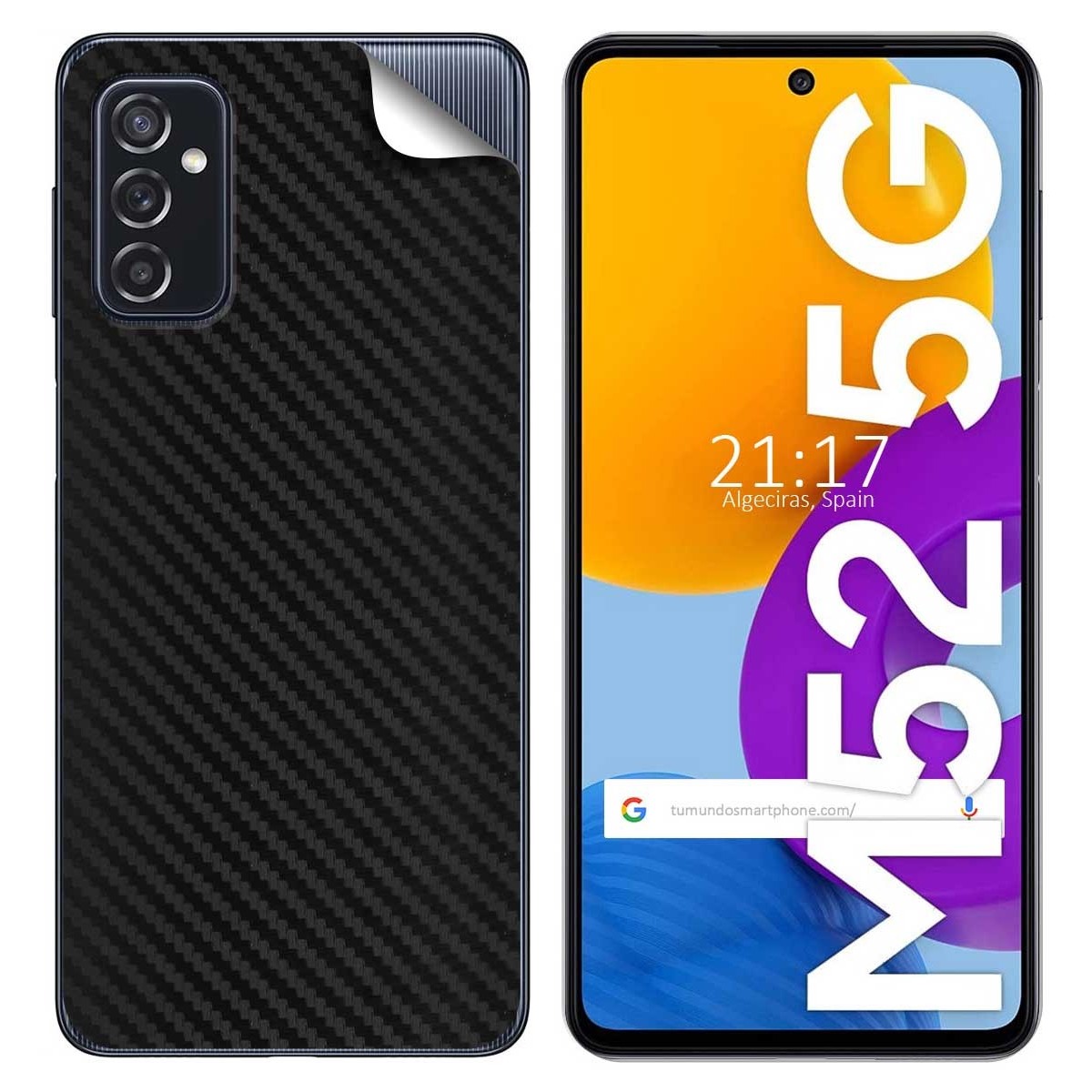 Pegatina Vinilo Autoadhesiva Textura Carbono para Samsung Galaxy M52 5G