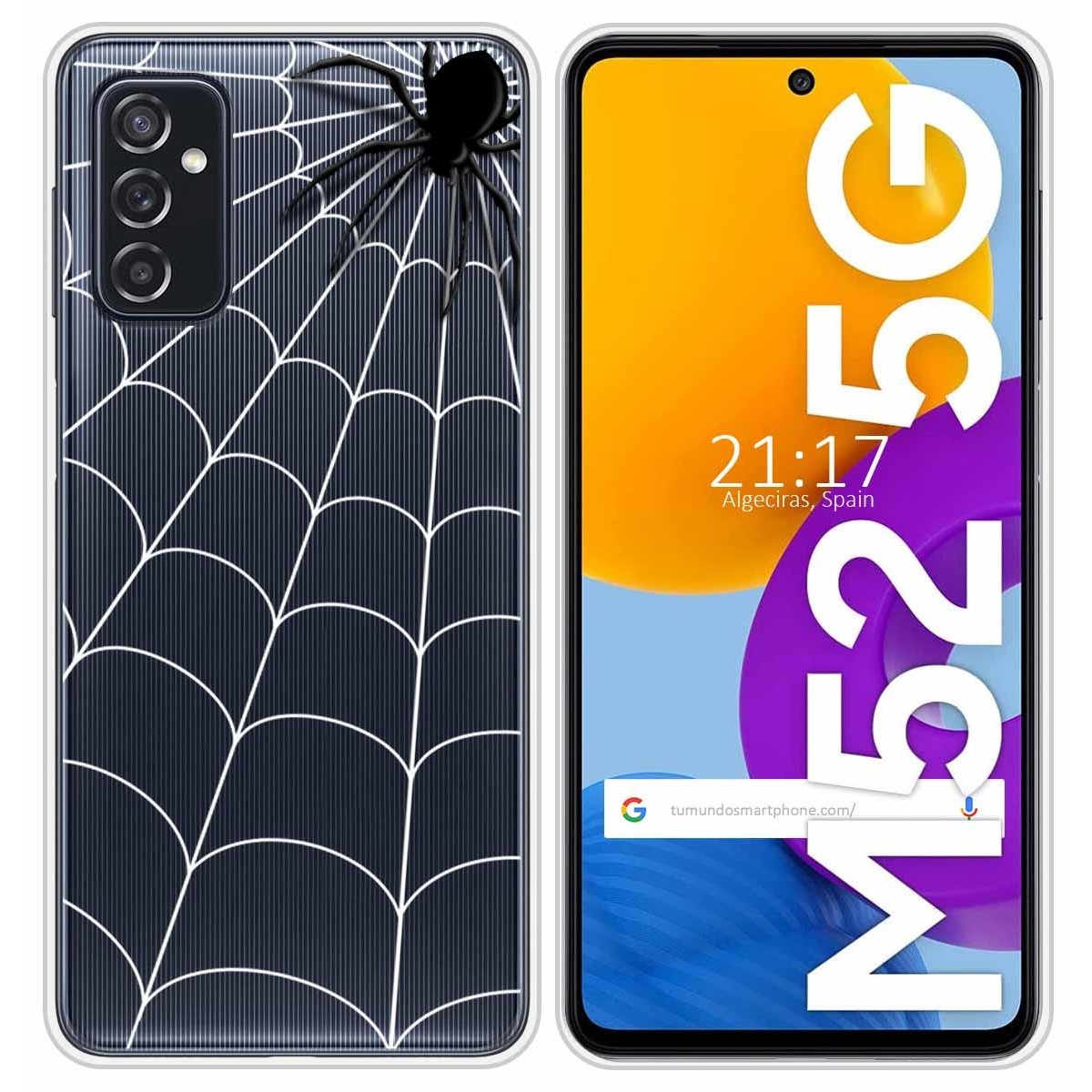 Funda Silicona Transparente para Samsung Galaxy M52 5G diseño Araña Dibujos