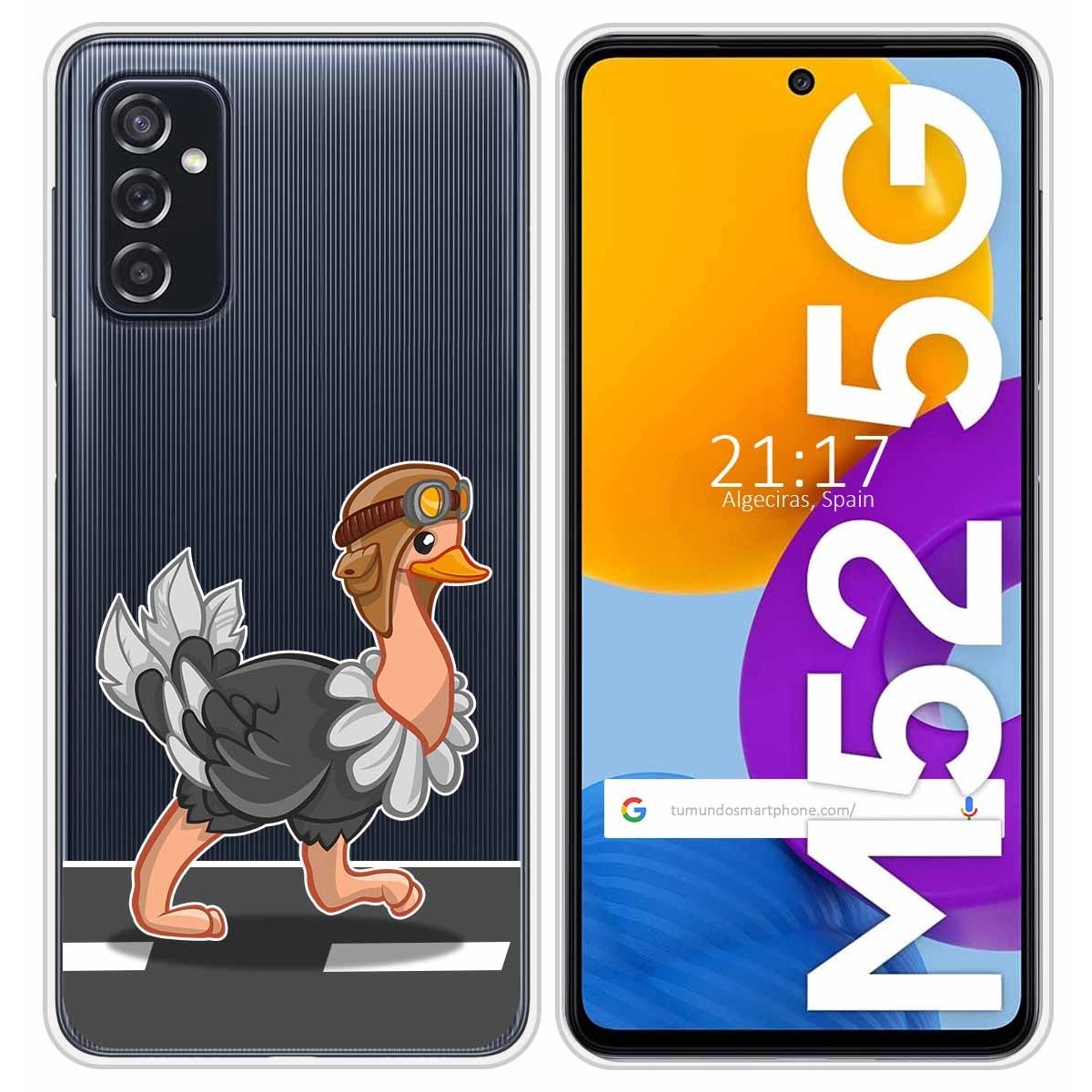 Funda Silicona Transparente para Samsung Galaxy M52 5G diseño Avestruz Dibujos