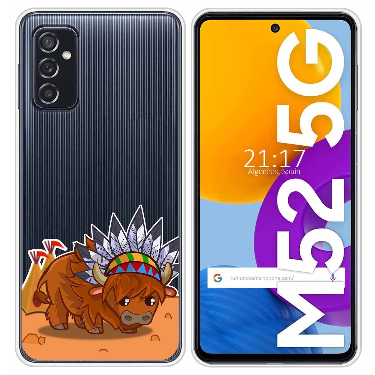 Funda Silicona Transparente para Samsung Galaxy M52 5G diseño Bufalo Dibujos