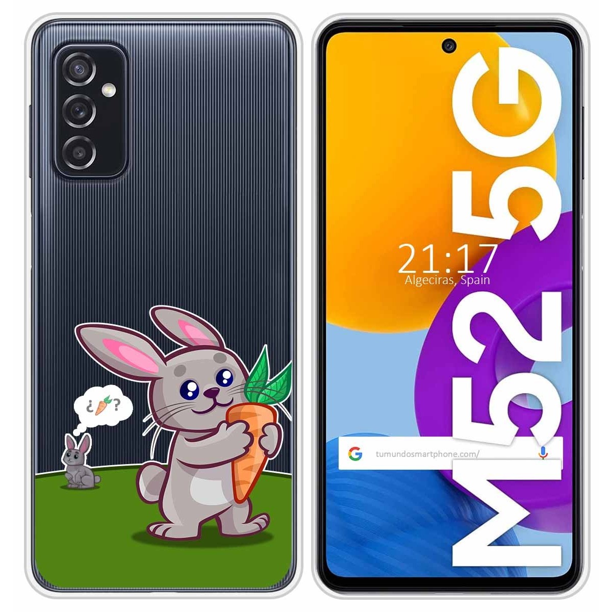 Funda Silicona Transparente para Samsung Galaxy M52 5G diseño Conejo Dibujos