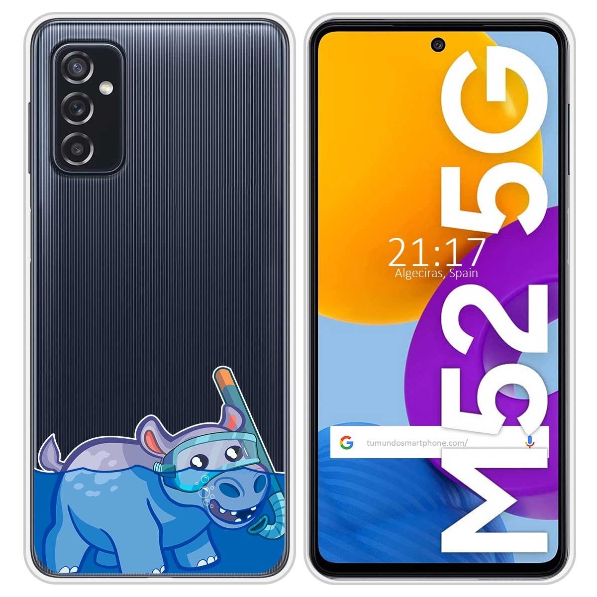 Funda Silicona Transparente para Samsung Galaxy M52 5G diseño Hipo Dibujos