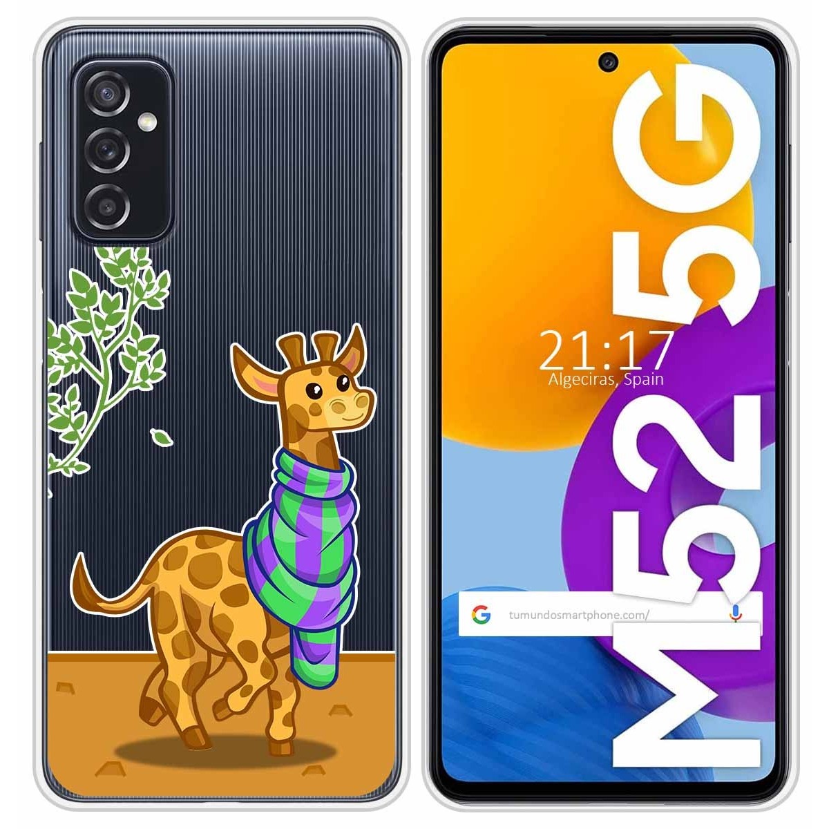 Funda Silicona Transparente para Samsung Galaxy M52 5G diseño Jirafa Dibujos