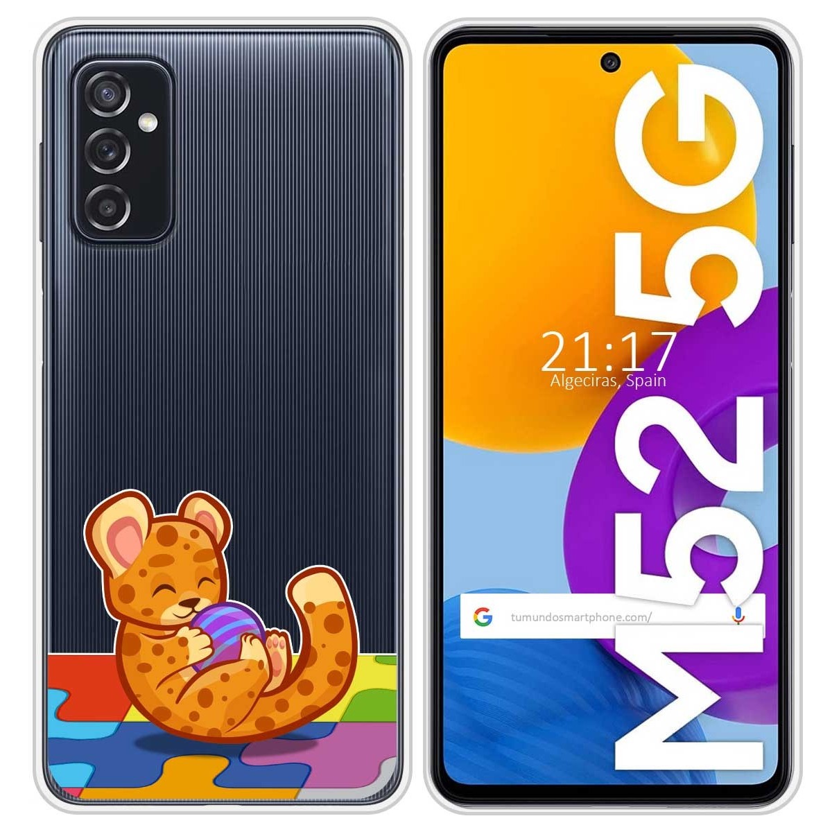 Funda Silicona Transparente para Samsung Galaxy M52 5G diseño Leopardo Dibujos