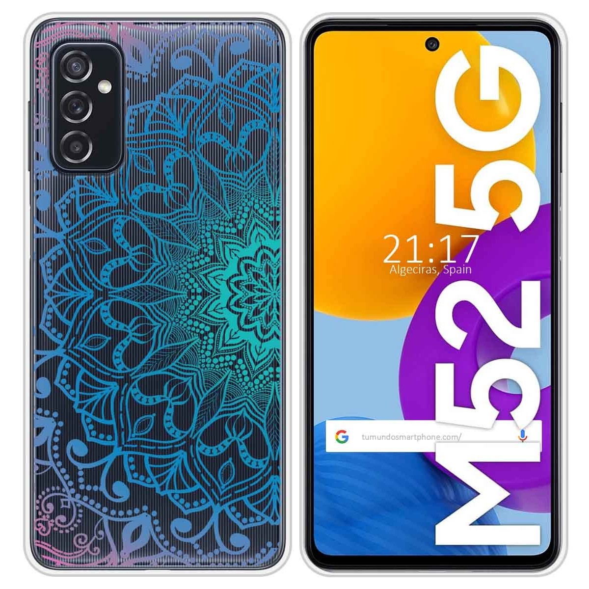 Funda Silicona Transparente para Samsung Galaxy M52 5G diseño Mandala Dibujos