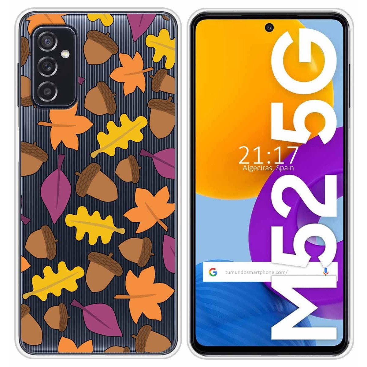 Funda Silicona Transparente para Samsung Galaxy M52 5G diseño Otoño Dibujos
