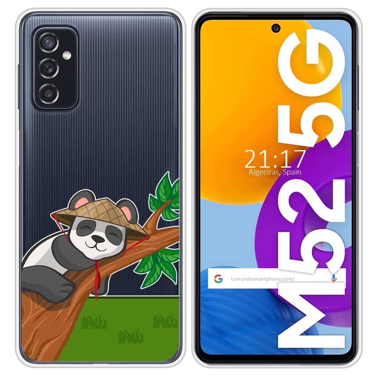 Funda Silicona Transparente para Samsung Galaxy M52 5G diseño Panda Dibujos