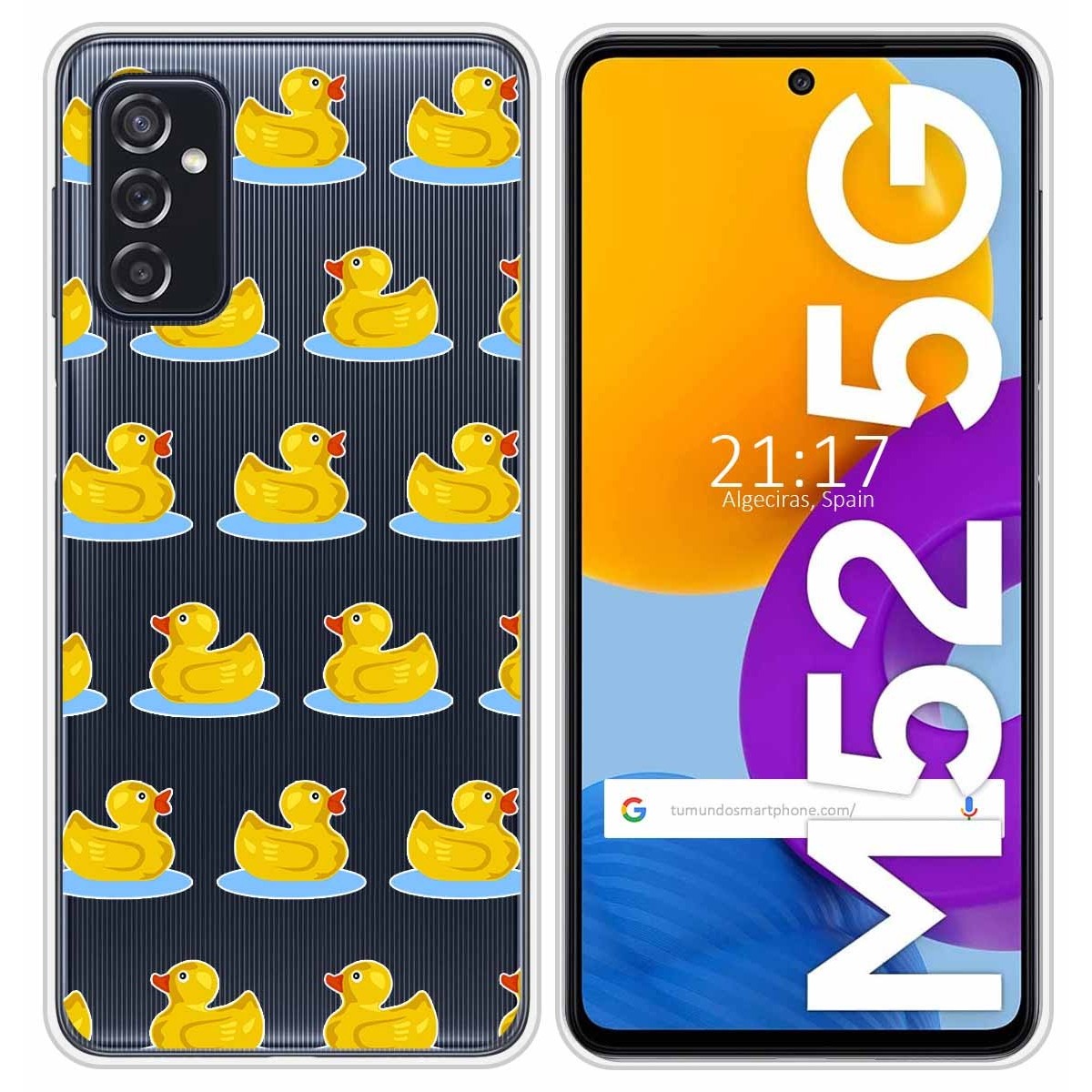 Funda Silicona Transparente para Samsung Galaxy M52 5G diseño Pato Dibujos