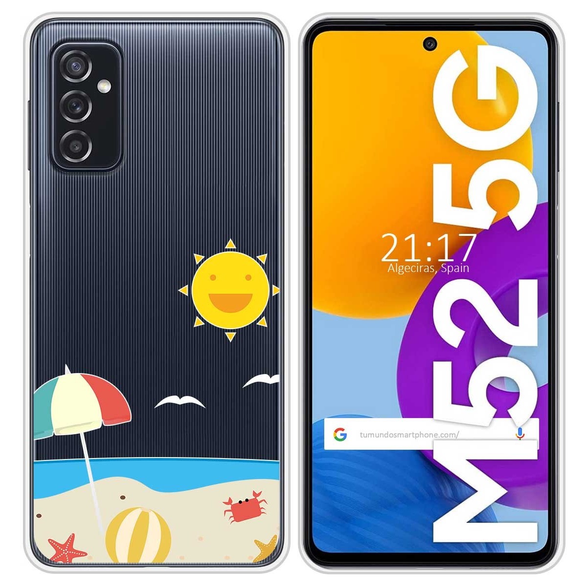 Funda Silicona Transparente para Samsung Galaxy M52 5G diseño Playa Dibujos