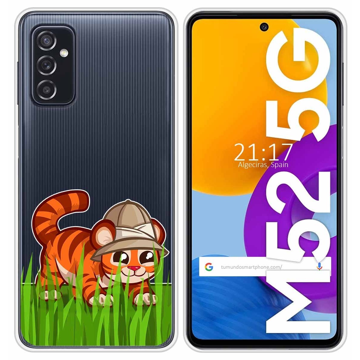 Funda Silicona Transparente para Samsung Galaxy M52 5G diseño Tigre Dibujos