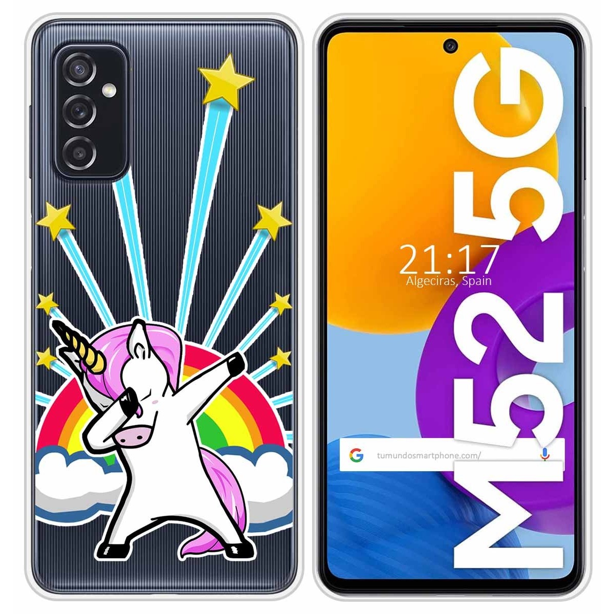 Funda Silicona Transparente para Samsung Galaxy M52 5G diseño Unicornio Dibujos